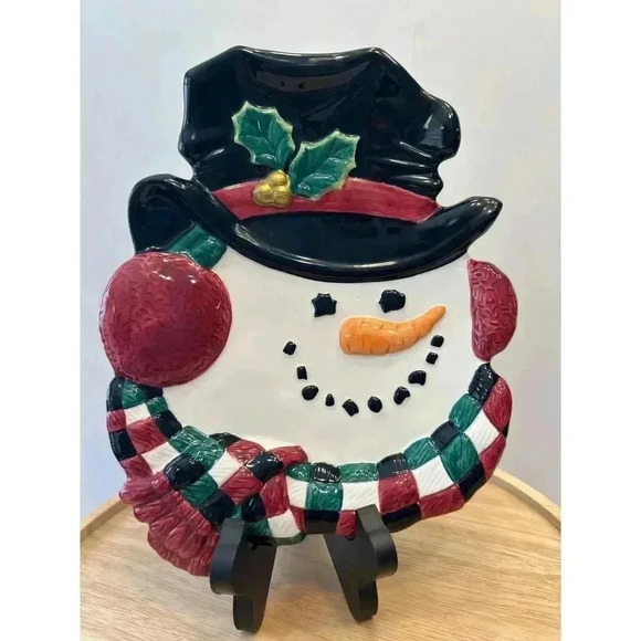 Fitz and Floyd Other - Fitz and Floyd Essentials Christmas Snowman Cookie Candy Serving Dish 10" x 8"